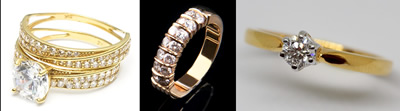Gold and diamond ring group